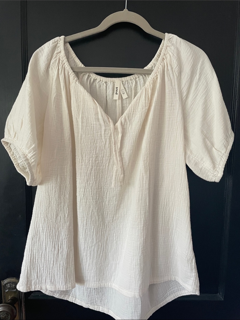 Pact Ivory Short-Sleeve Peasant Tunic